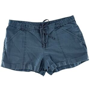 Gap Womens Blue Cotton Linen Blend Drawstring Cuffed Casual Shorts Size 12